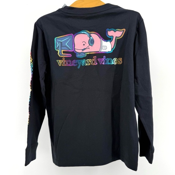 Vineyard Vines Kids Gamer Whale Long Sleeve Pocket T-shirt Jet Black - Picture 2 of 4